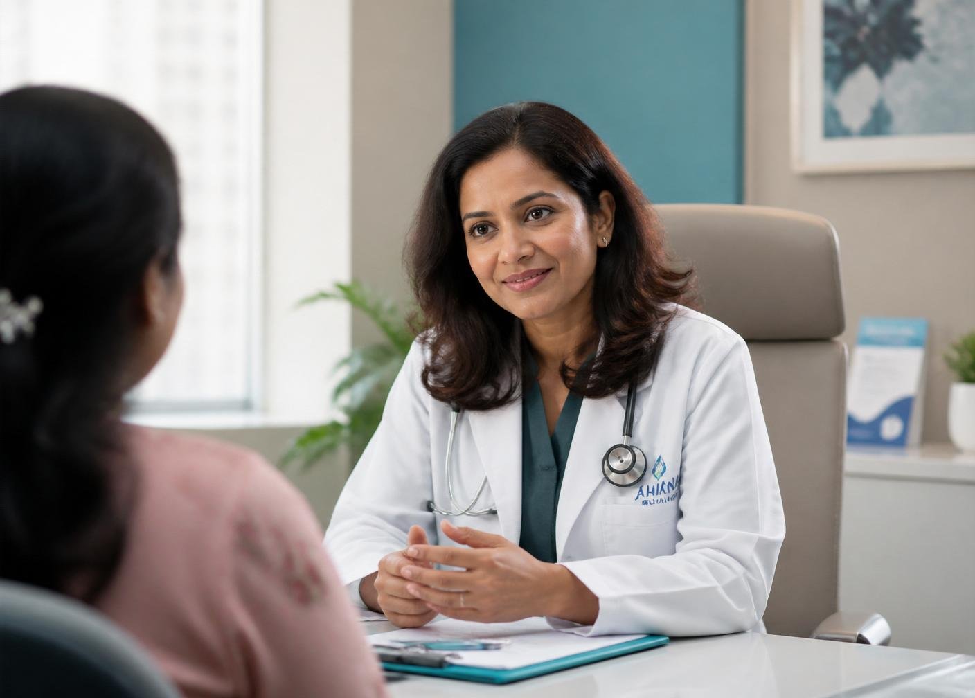 Physician in warm conversation with a patient